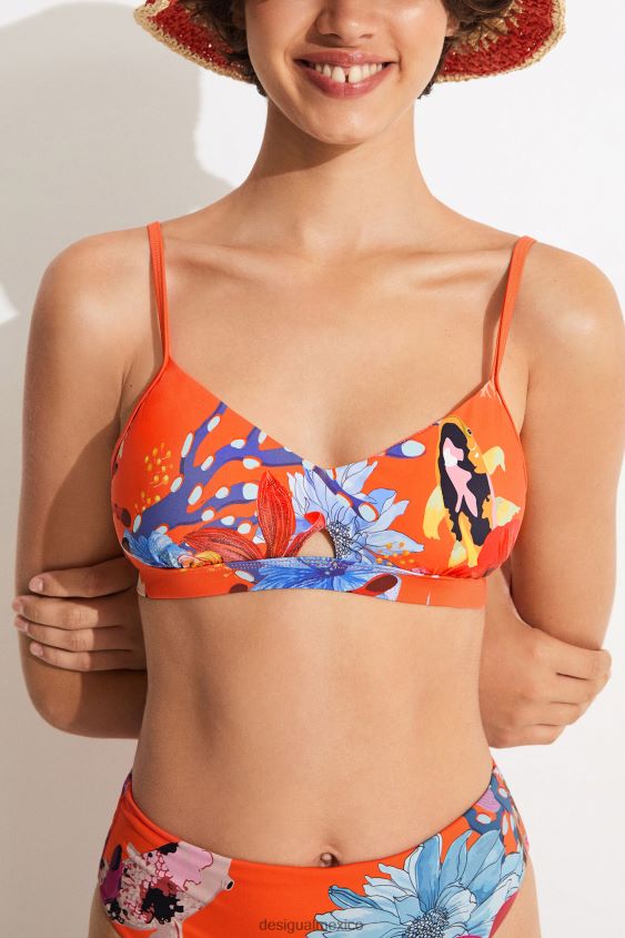 Desigual mujer top de bikini triangular color coral VZ26R01130 ropa