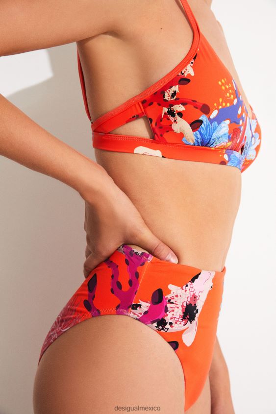 Desigual mujer top de bikini triangular color coral VZ26R01130 ropa