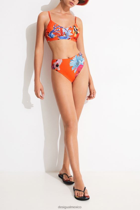 Desigual mujer top de bikini triangular color coral VZ26R01130 ropa
