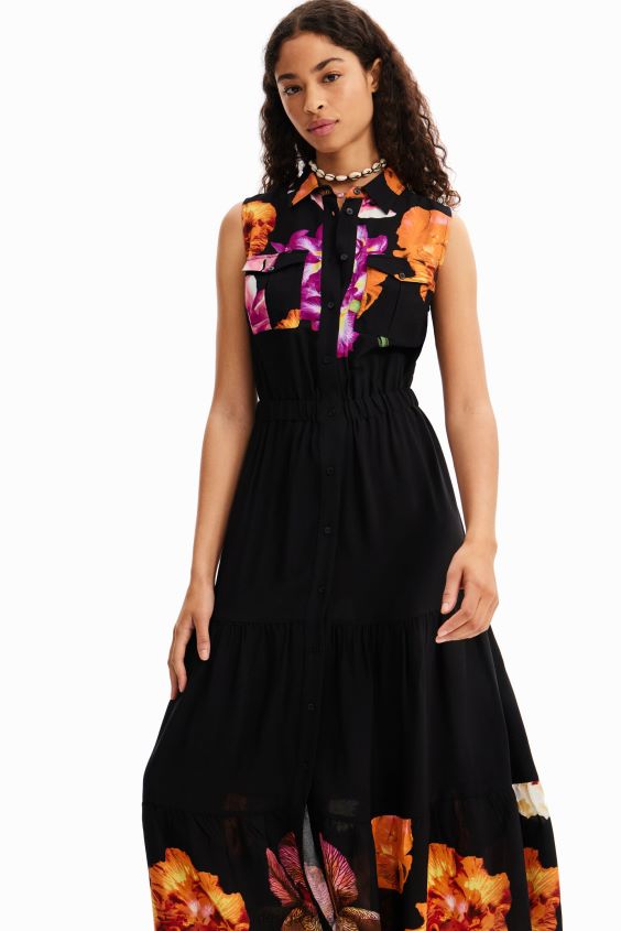 Desigual mujer metro. vestido camisero largo floral de christian lacroix VZ26R035 ropa