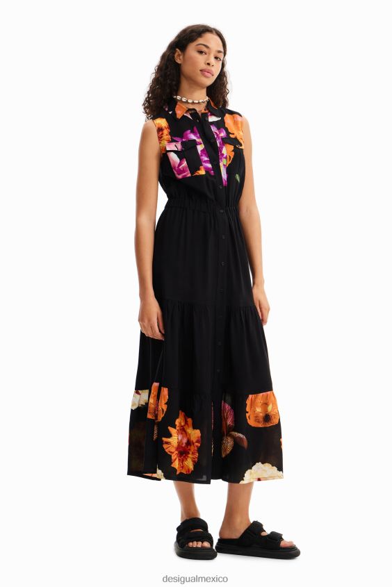 Desigual mujer metro. vestido camisero largo floral de christian lacroix VZ26R035 ropa