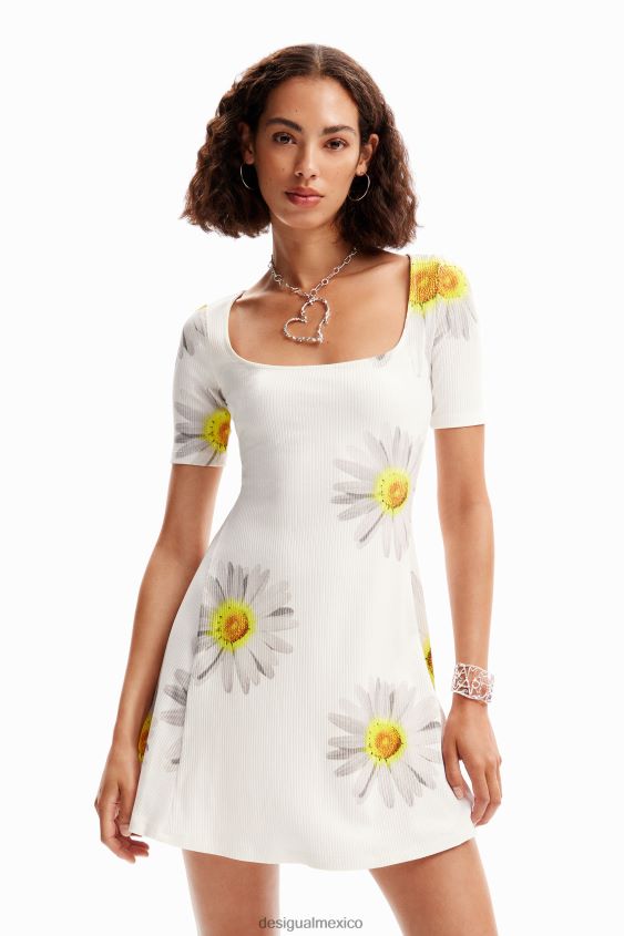 Desigual mujer metro. vestido corto de margaritas de christian lacroix VZ26R0187 ropa