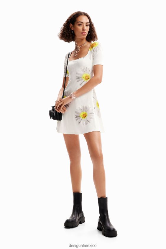 Desigual mujer metro. vestido corto de margaritas de christian lacroix VZ26R0187 ropa