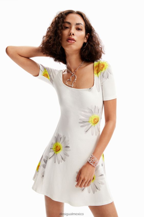 Desigual mujer metro. vestido corto de margaritas de christian lacroix VZ26R0187 ropa