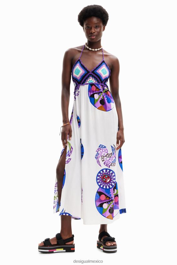Desigual mujer metro. vestido largo de crochet de christian lacroix VZ26R0523 ropa