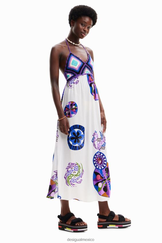 Desigual mujer metro. vestido largo de crochet de christian lacroix VZ26R0523 ropa