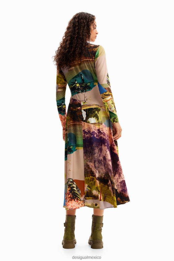 Desigual mujer metro. vestido midi collage de christian lacroix VZ26R0168 ropa