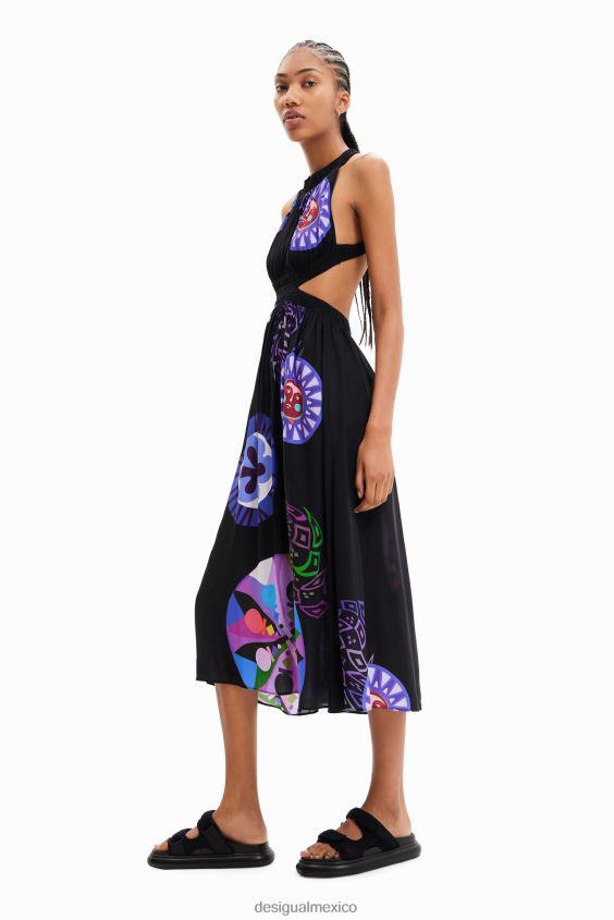 Desigual mujer metro. vestido midi con aberturas de christian lacroix VZ26R0932 ropa