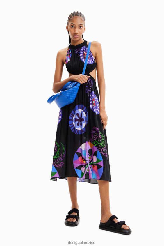 Desigual mujer metro. vestido midi con aberturas de christian lacroix VZ26R0932 ropa