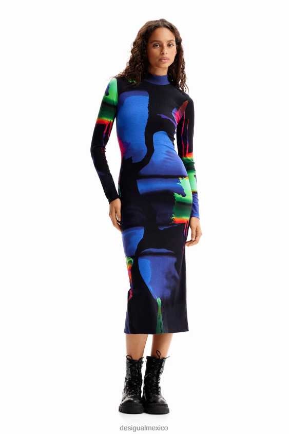 Desigual mujer metro. vestido midi neón de christian lacroix VZ26R0202 ropa