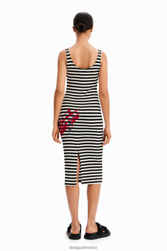 Desigual mujer vestido ajustado a rayas con tiras VZ26R0394 ropa