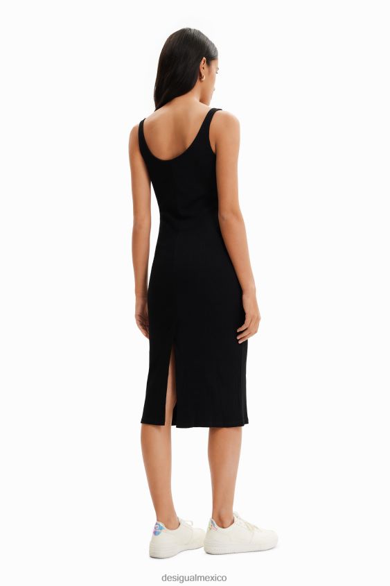 Desigual mujer vestido ajustado con tirantes y mensaje VZ26R0299 ropa