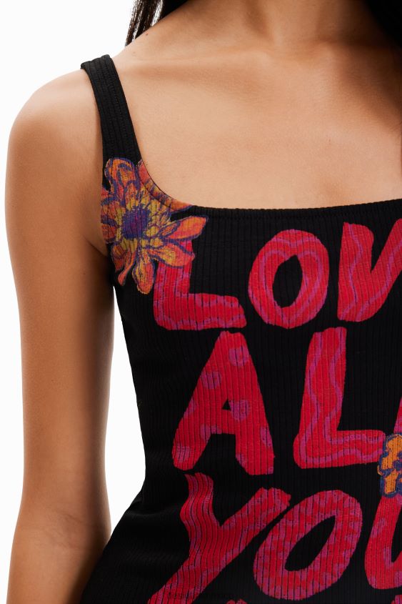 Desigual mujer vestido ajustado con tirantes y mensaje VZ26R0299 ropa