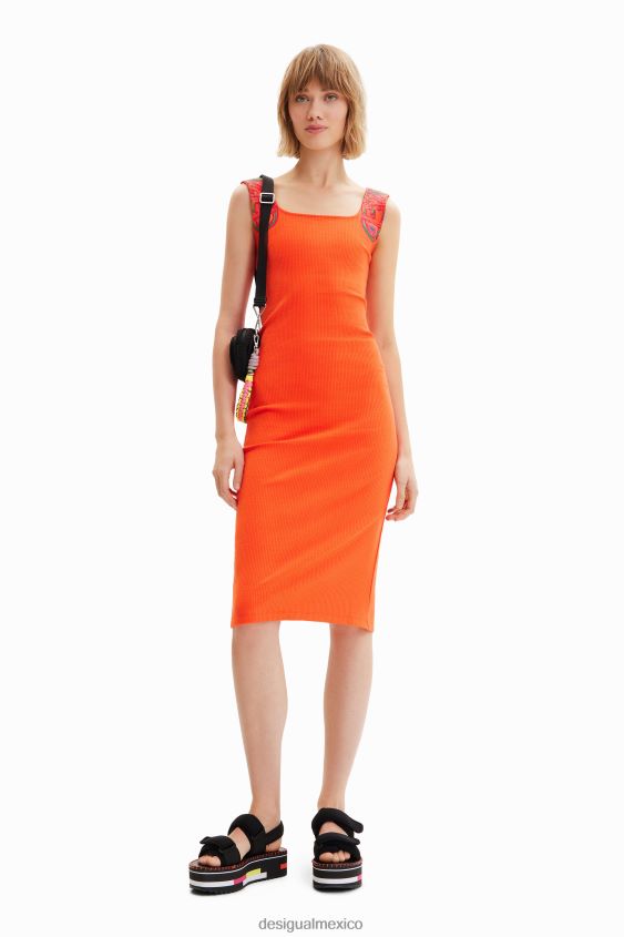 Desigual mujer vestido ajustado de canalé con tiras VZ26R0396 ropa