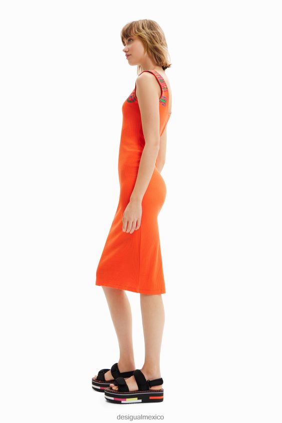 Desigual mujer vestido ajustado de canalé con tiras VZ26R0396 ropa