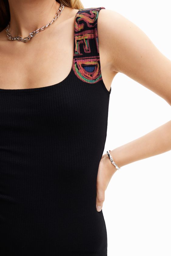 Desigual mujer vestido ajustado de canalé con tiras VZ26R0575 ropa