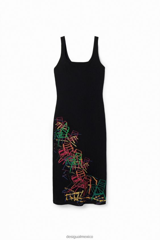 Desigual mujer vestido artístico ajustado con tiras VZ26R0321 ropa