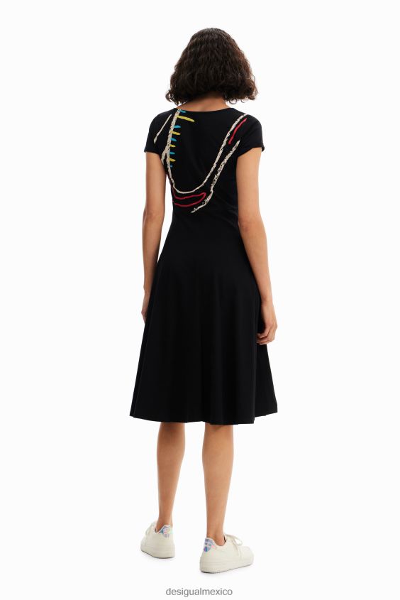 Desigual mujer vestido artístico de punto acampanado VZ26R0860 ropa
