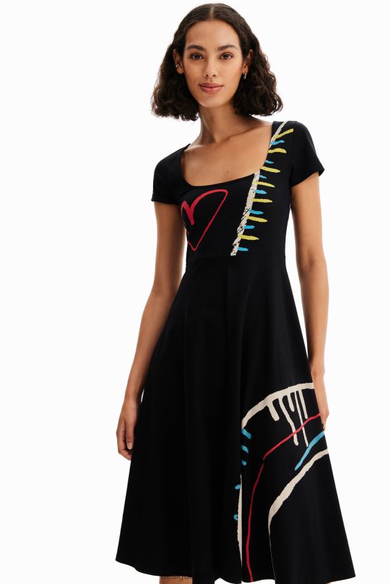 Desigual mujer vestido artístico de punto acampanado VZ26R0860 ropa