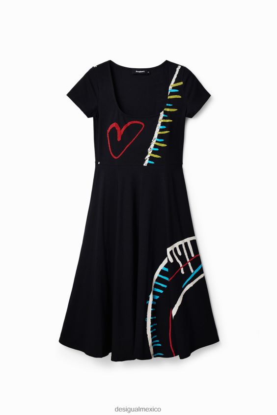 Desigual mujer vestido artístico de punto acampanado VZ26R0860 ropa