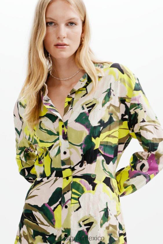 Desigual mujer vestido camisero corto con flores VZ26R0158 ropa