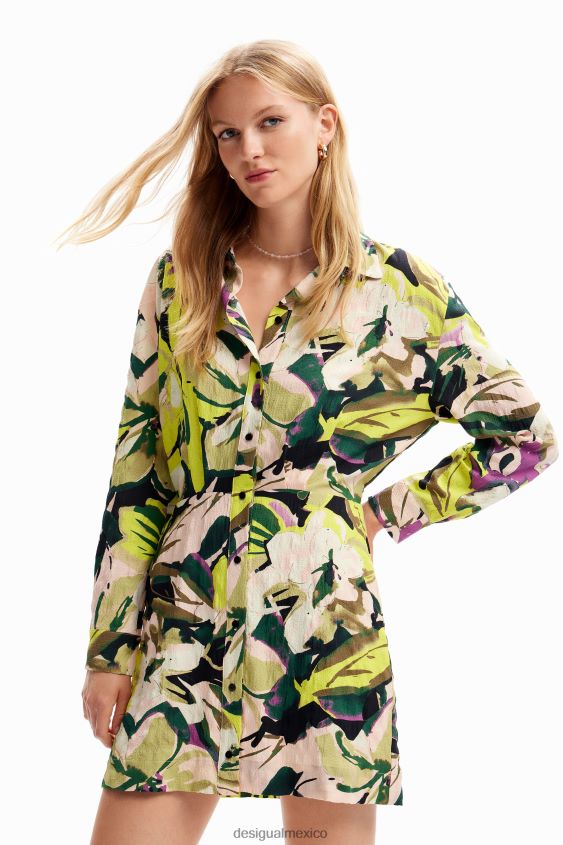 Desigual mujer vestido camisero corto con flores VZ26R0158 ropa