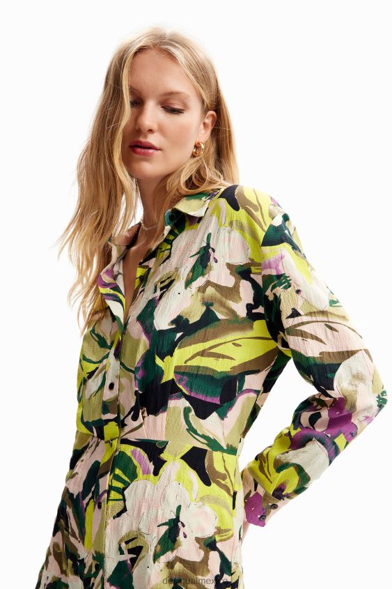 Desigual mujer vestido camisero corto con flores VZ26R0158 ropa