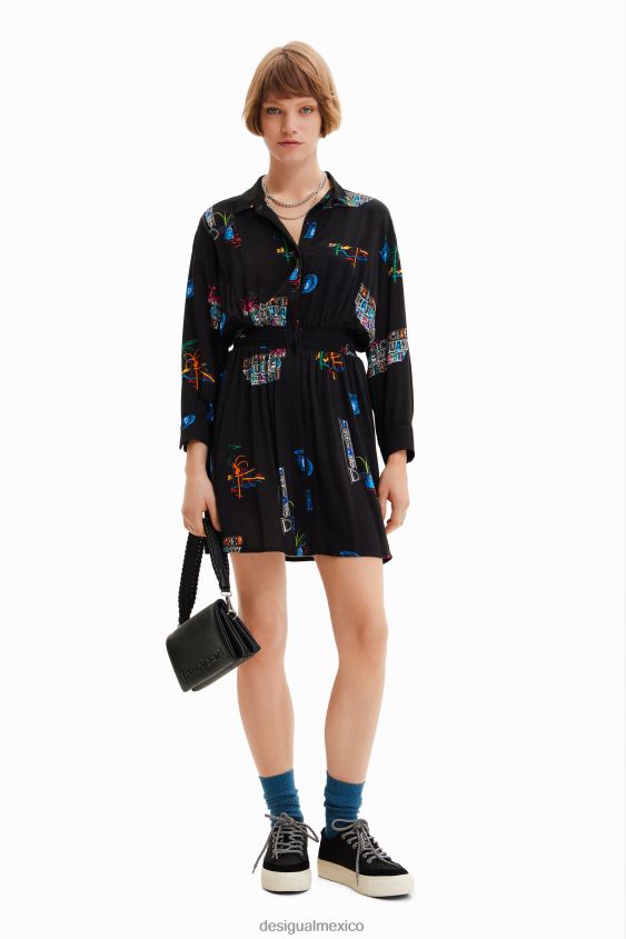 Desigual mujer vestido camisero corto ilustrado VZ26R0719 ropa