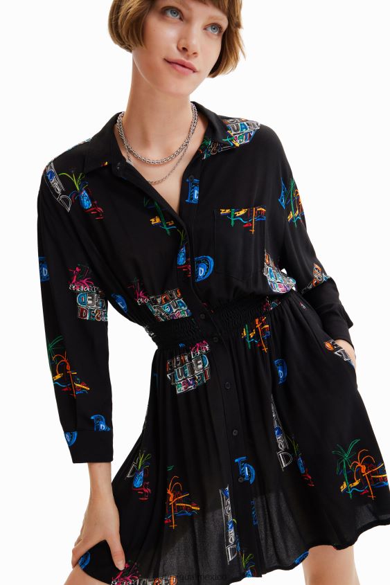 Desigual mujer vestido camisero corto ilustrado VZ26R0719 ropa