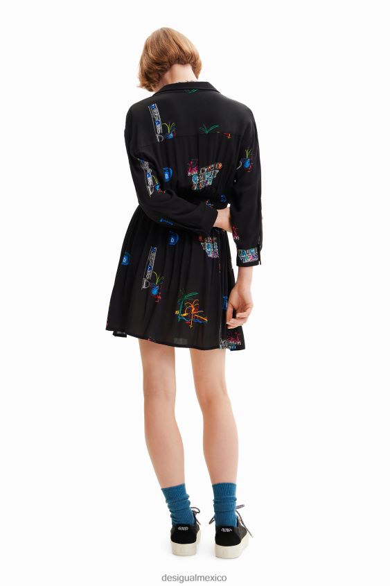Desigual mujer vestido camisero corto ilustrado VZ26R0719 ropa