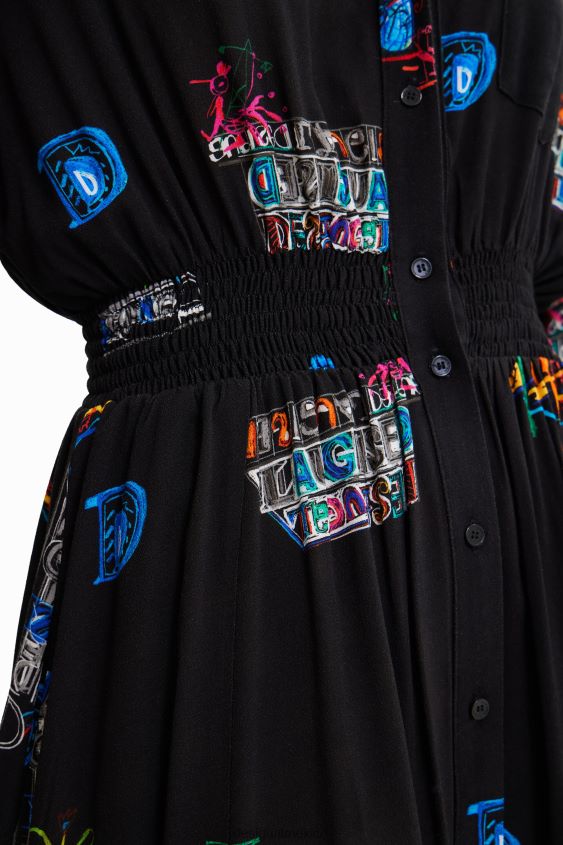 Desigual mujer vestido camisero corto ilustrado VZ26R0719 ropa
