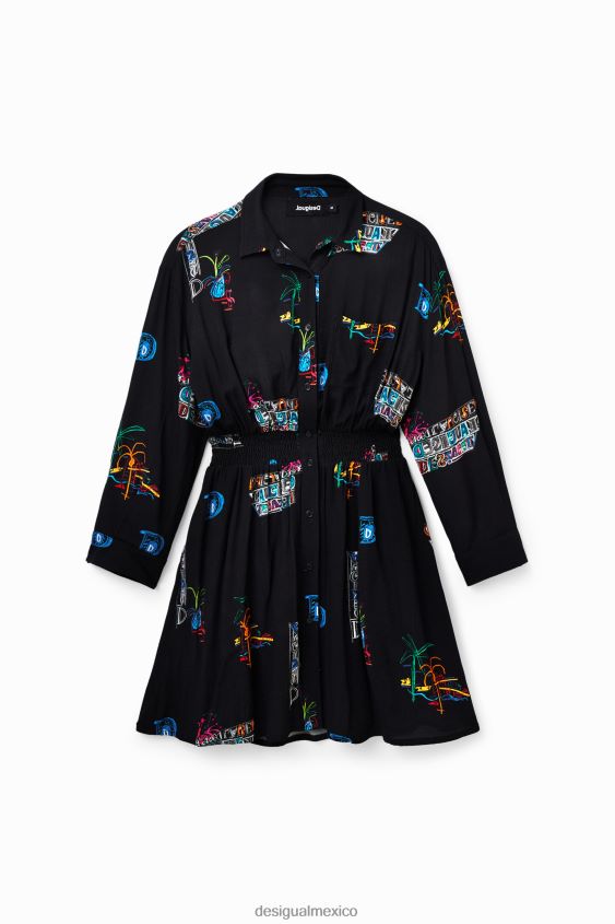 Desigual mujer vestido camisero corto ilustrado VZ26R0719 ropa