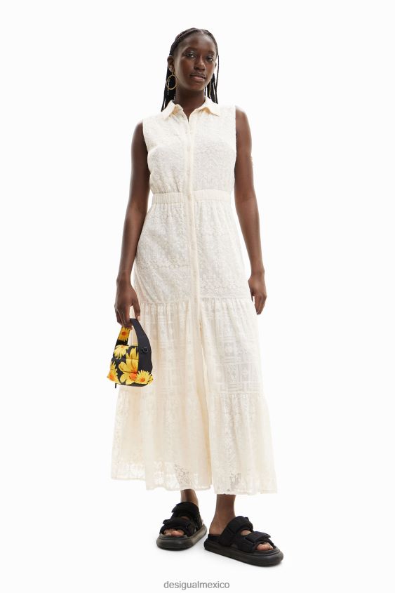 Desigual mujer vestido camisero largo bordado VZ26R0691 ropa