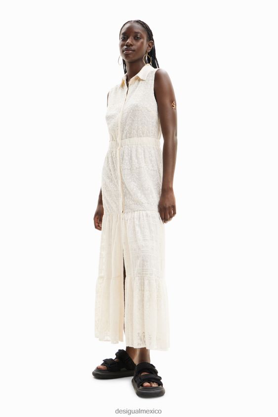 Desigual mujer vestido camisero largo bordado VZ26R0691 ropa