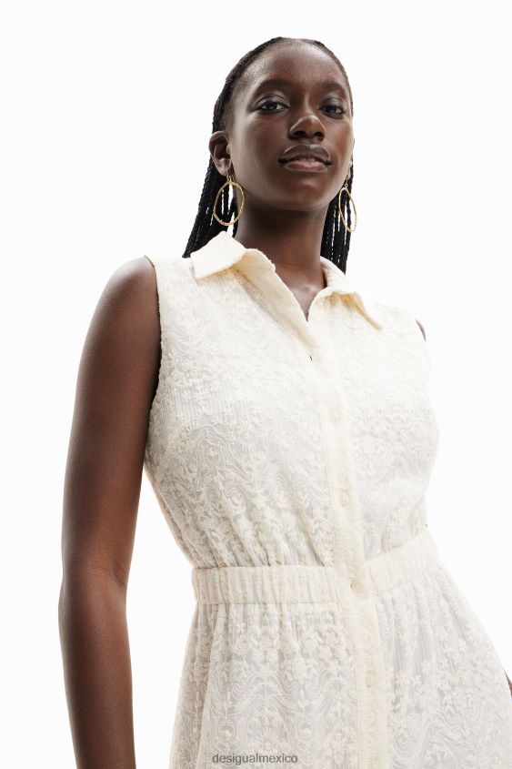 Desigual mujer vestido camisero largo bordado VZ26R0691 ropa