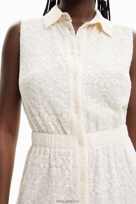 Desigual mujer vestido camisero largo bordado VZ26R0691 ropa