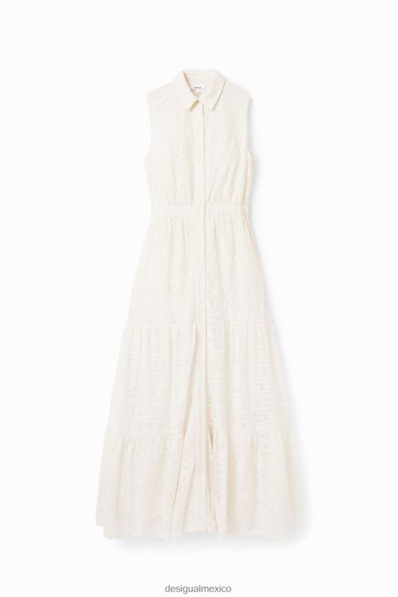 Desigual mujer vestido camisero largo bordado VZ26R0691 ropa