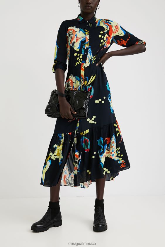 Desigual mujer vestido camisero largo estampado VZ26R01056 ropa