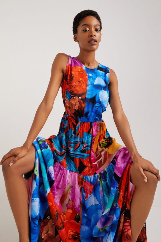 Desigual mujer vestido con aberturas florales VZ26R0482 ropa
