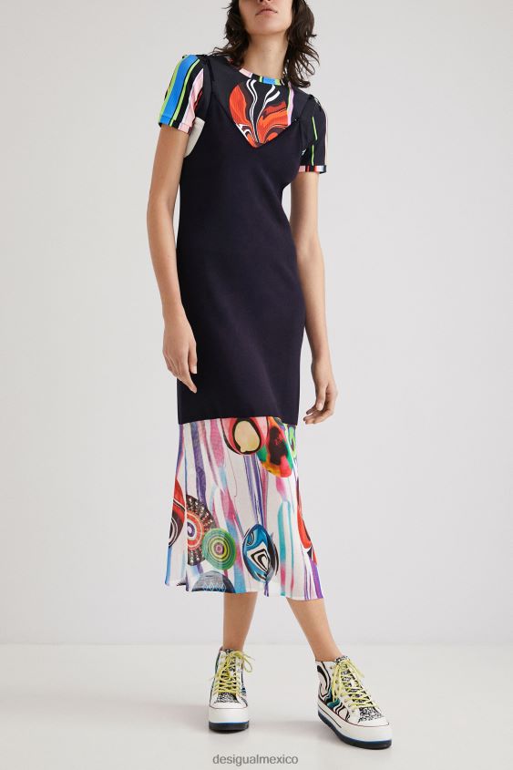 Desigual mujer vestido con dobladillo artístico VZ26R0994 ropa
