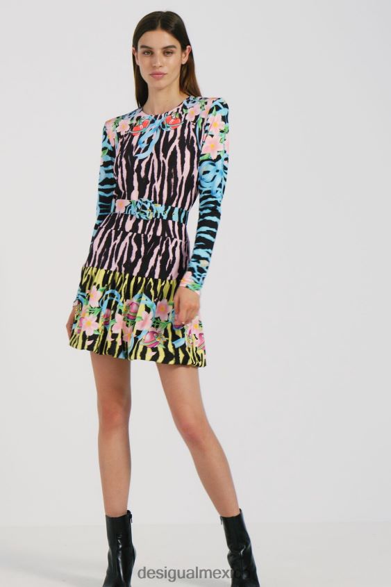 Desigual mujer vestido corto ajustado de cebra VZ26R01126 ropa