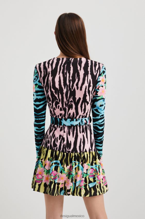 Desigual mujer vestido corto ajustado de cebra VZ26R01126 ropa