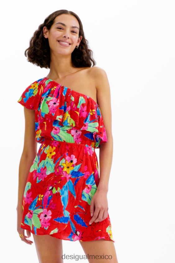 Desigual mujer vestido corto asimétrico tropical VZ26R0597 ropa