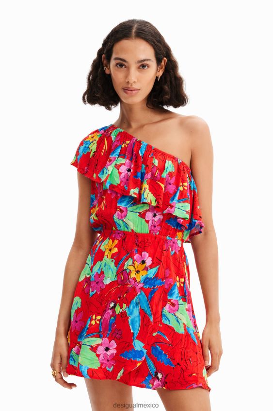 Desigual mujer vestido corto asimétrico tropical VZ26R0597 ropa