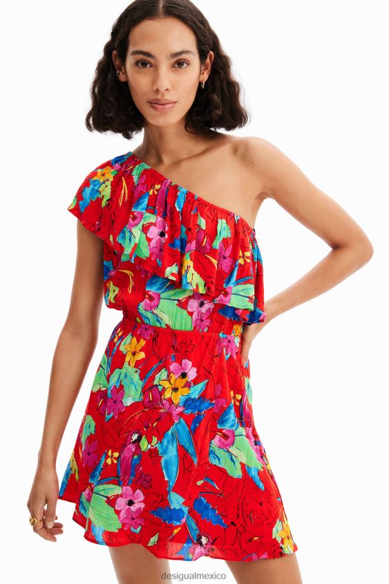 Desigual mujer vestido corto asimétrico tropical VZ26R0597 ropa