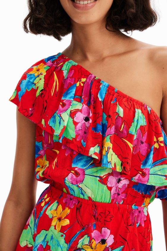 Desigual mujer vestido corto asimétrico tropical VZ26R0597 ropa