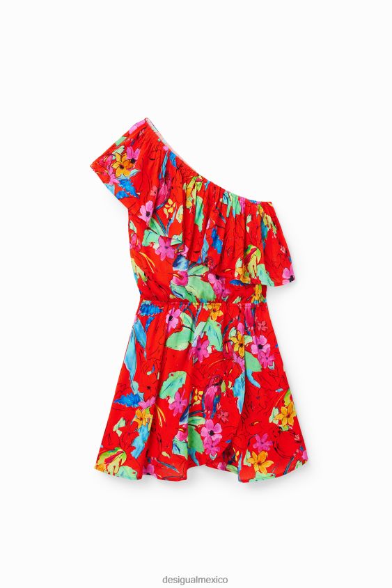 Desigual mujer vestido corto asimétrico tropical VZ26R0597 ropa