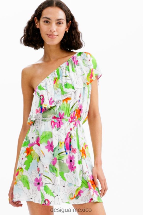 Desigual mujer vestido corto asimétrico tropical VZ26R0791 ropa
