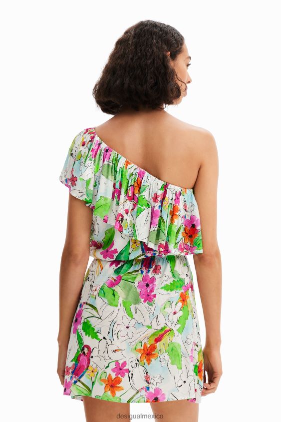 Desigual mujer vestido corto asimétrico tropical VZ26R0791 ropa