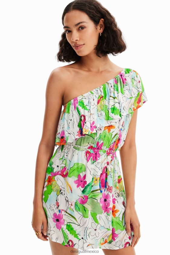 Desigual mujer vestido corto asimétrico tropical VZ26R0791 ropa